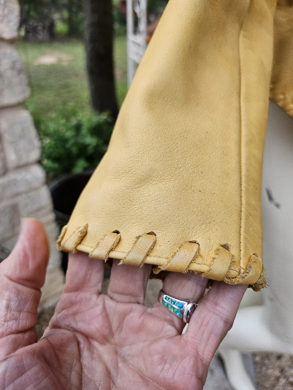 Vintage DD Ranch Wear Yoakum TX Calfskin Leather Fringed Airbrush Crop Jacket M - Picture 9 of 16